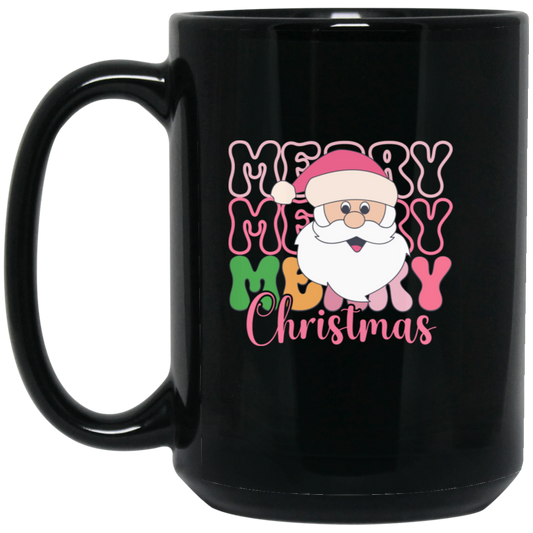 Merry Christmas, Santa Head, Funny Santa, Funny Xmas Black Mug