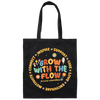 Grow With The Flow, Inspire, Support, Careful, Groovy Style Canvas Tote Bag