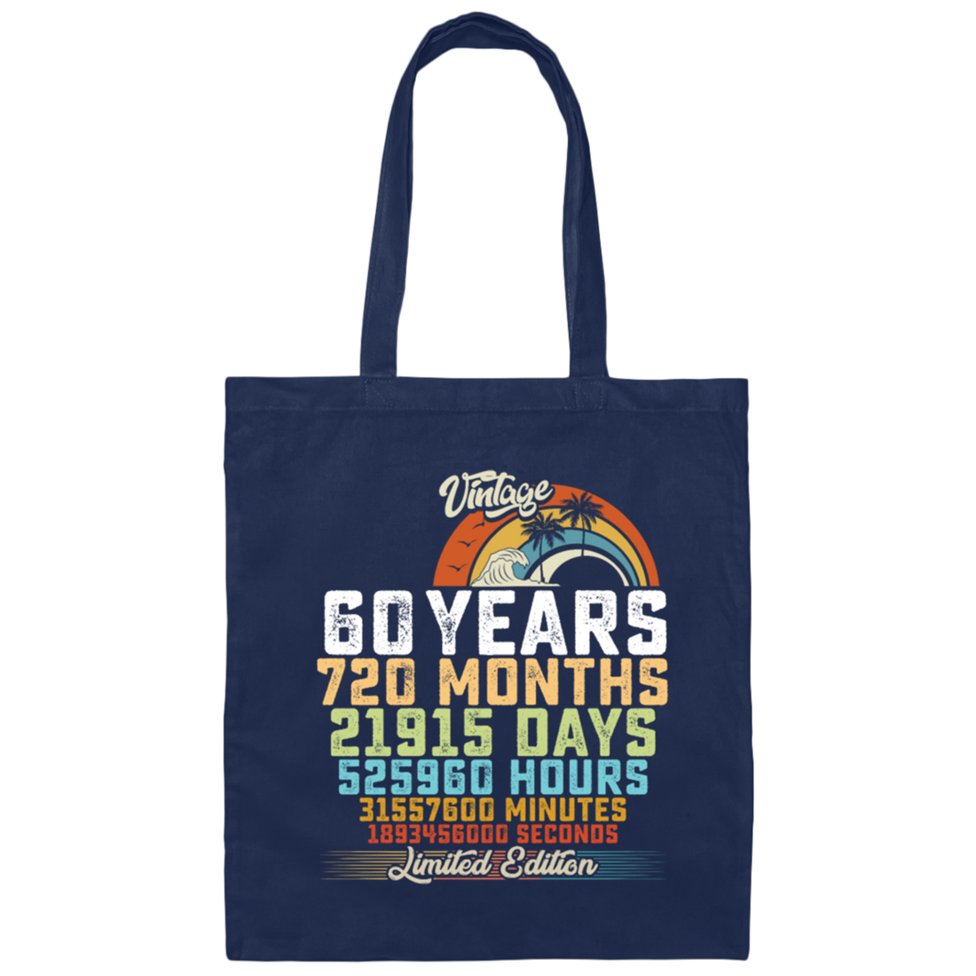 Birthday Gift, 60 Years Birthday Gift, 720 Months Love Gift, Vintage 60th Gift Canvas Tote Bag