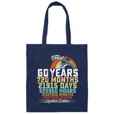 Birthday Gift, 60 Years Birthday Gift, 720 Months Love Gift, Vintage 60th Gift Canvas Tote Bag