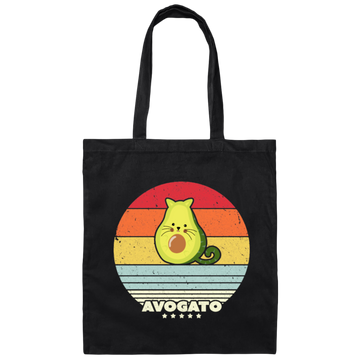 Avogato Lover, Retro Cat Avocado, Cinco De Mayo Design Canvas Tote Bag