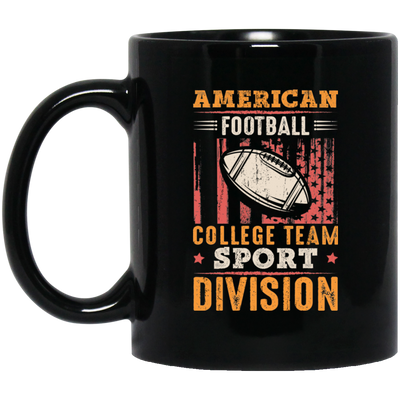 American Football Gift, College Team Sport Dividion, Football Team Black Mug