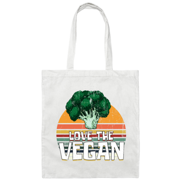 Retro Vegetable, Vegetarian Lover Gift, Love The Vegan Canvas Tote Bag