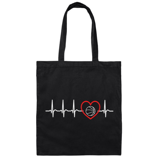 Basketball Lover, Basketball And Heartbeat, My Heart Ball, Really Love Basketball Canvas Tote Bag