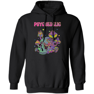 Psychedelic, Magic Mushroom, Mushroom And Skull Psycho Pullover Hoodie