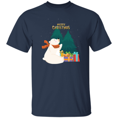 Cute Bear In Christmas, White Bear, Snow Bear, Merry Christmas, Trendy Christmas Unisex T-Shirt