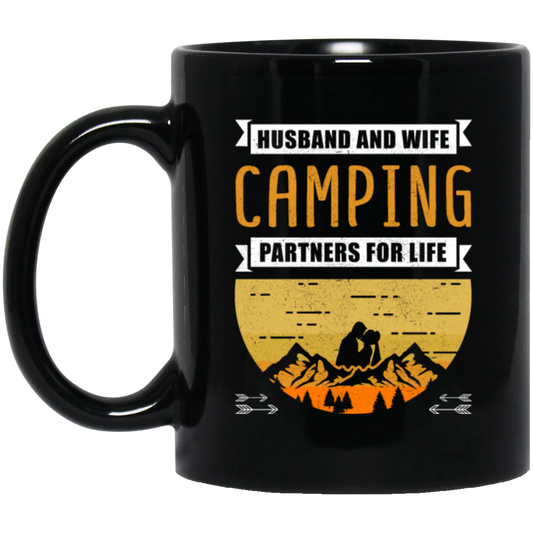 Husband And Wife Camping Partners For Life Funny Happy Camp Camping Black Mug