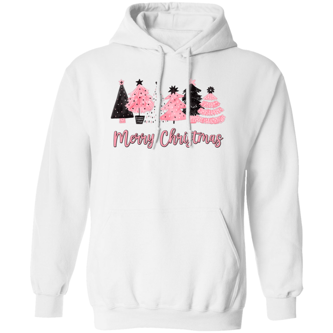 Christmas Tree Bundle, Set Of Xmas Tree, Pink Christmas, Merry Christmas, Trendy Christmas Pullover Hoodie