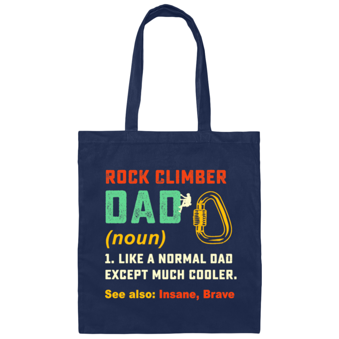 Dad Rock Climbing Shirt, Vintage Mountain Climbing Tools Canvas Tote Bag