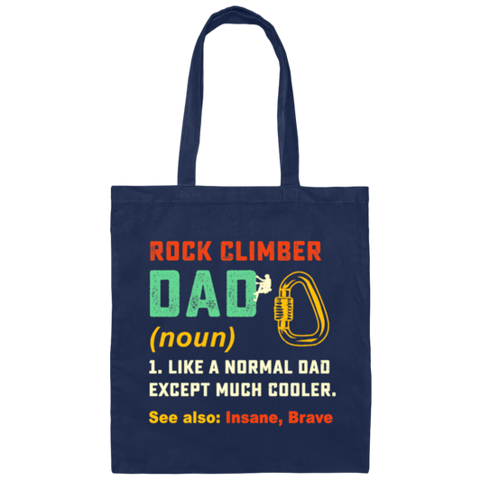Dad Rock Climbing Shirt, Vintage Mountain Climbing Tools Canvas Tote Bag