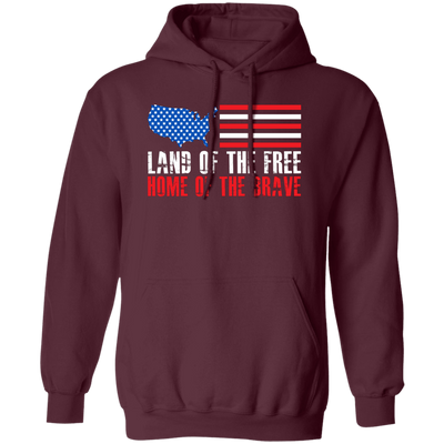 Land Of The Free Home Of The Brave, American Flag Pullover Hoodie