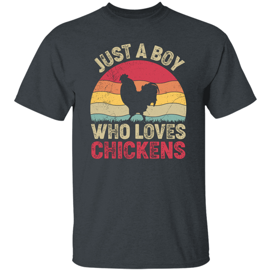 Just A Boy Who Loves Chickens, Retro Chicken Lover Unisex T-Shirt