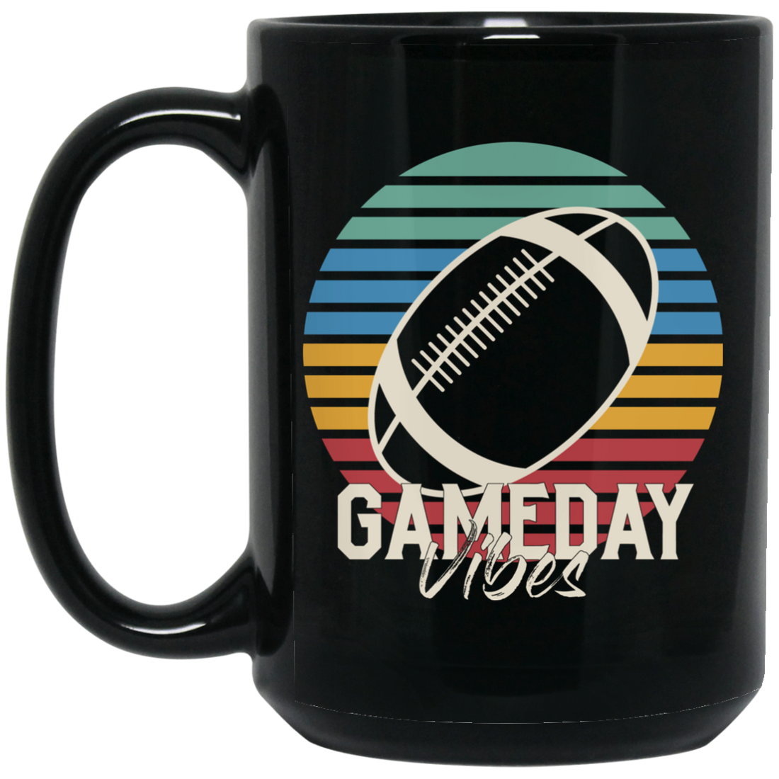 Gameday Vibes, Retro Football, American Football, Love Sport Black Mug