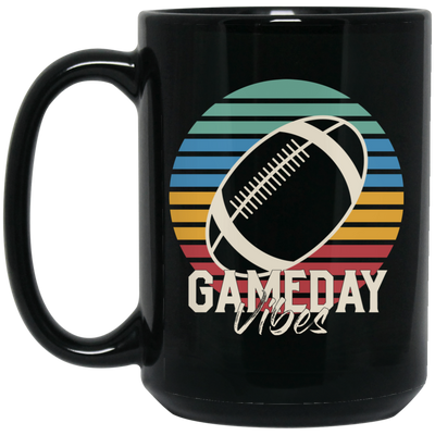 Gameday Vibes, Retro Football, American Football, Love Sport Black Mug