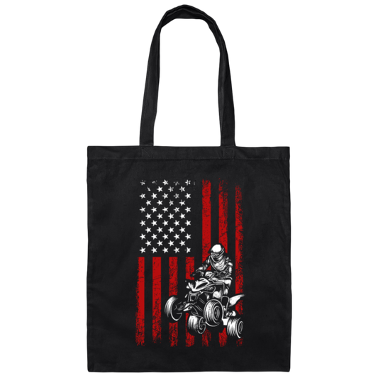American Flag, Quad Bike Lover, Racing Boy, Gift For American Racing Man Canvas Tote Bag