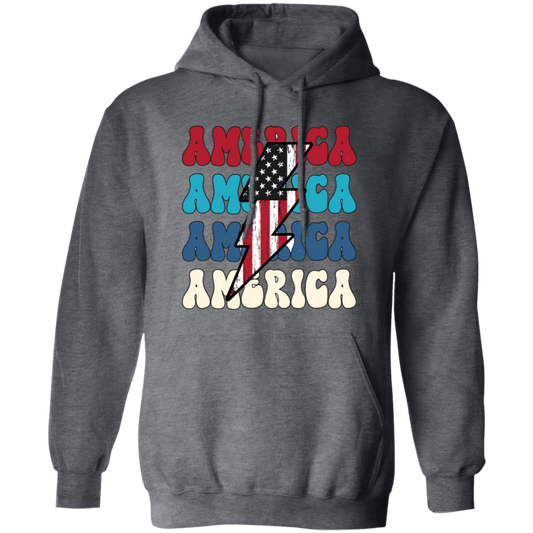 America, Flash America, American Flag, July 4th Pullover Hoodie