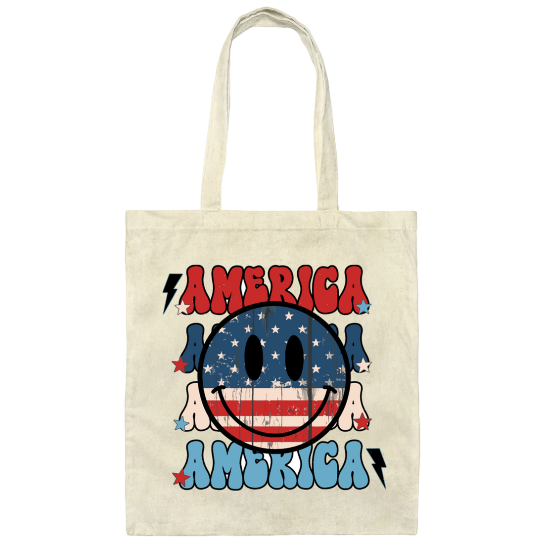 America, American Smiley, Smile Icon, America Smile Canvas Tote Bag