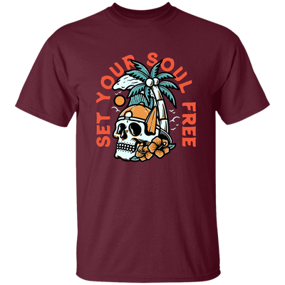 Set Your Soul Free, Cool Skull, Palm Tree On The Beach Unisex T-Shirt