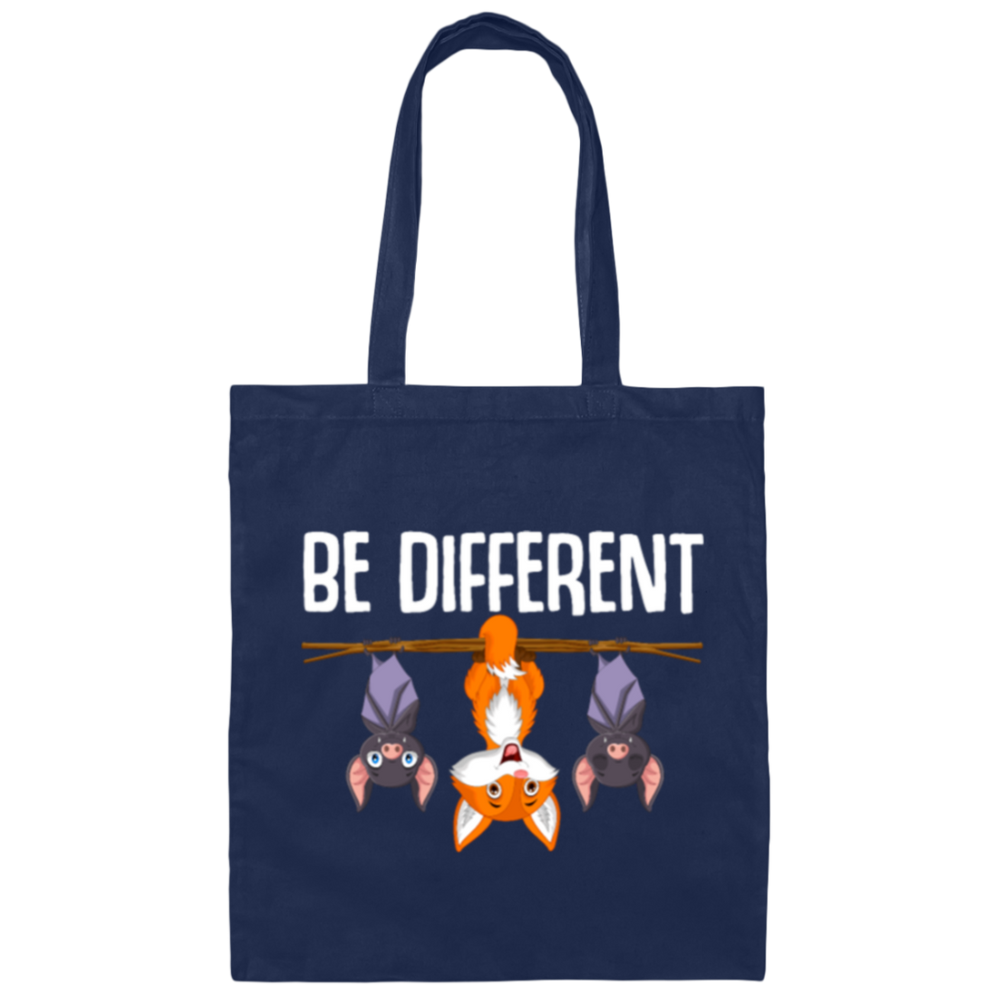 Saying Be Different, Cute Forest Animal, Hanging Fox Bat Gift Canvas Tote Bag