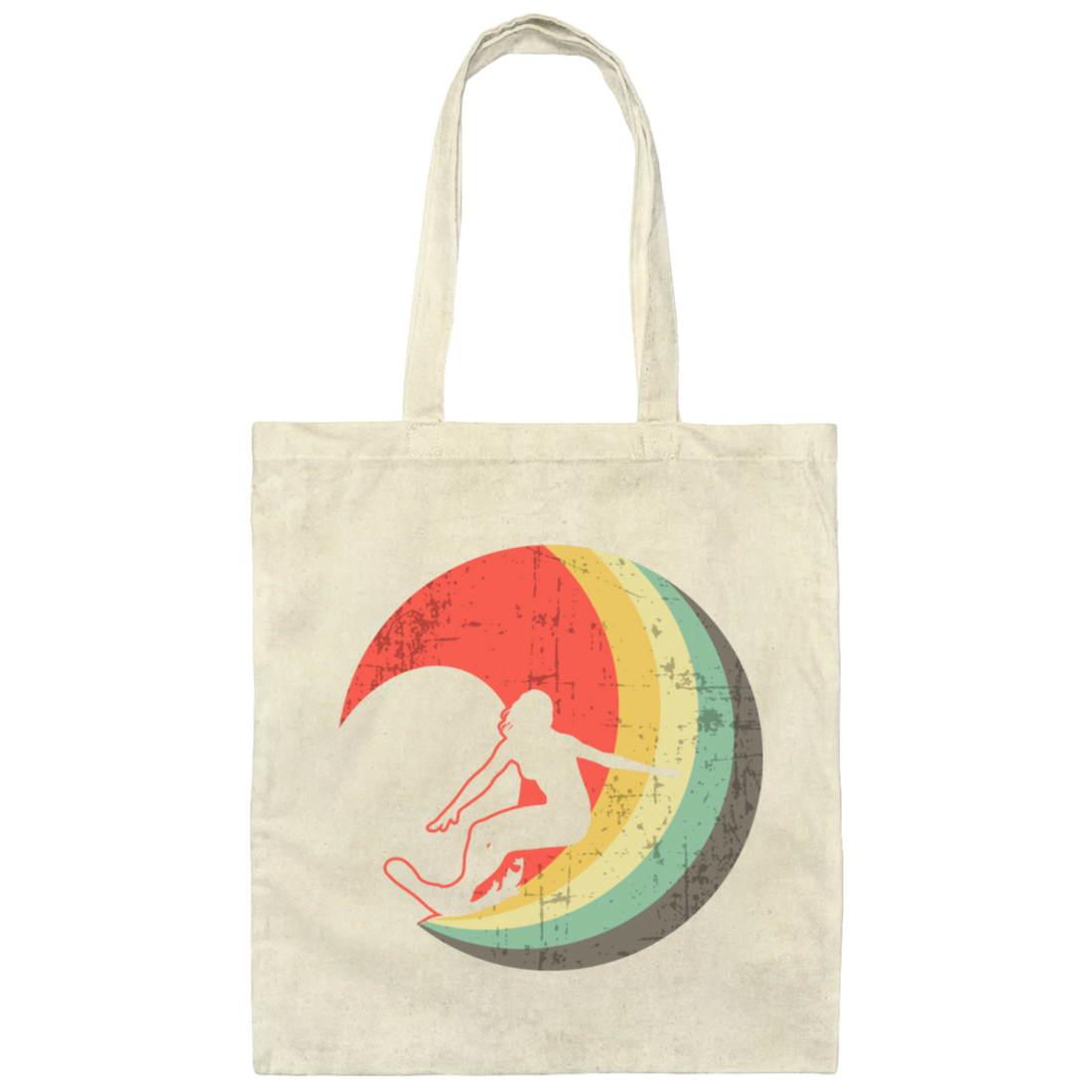 Surfer Girl Vintage Surfing Wave Gift Idea Canvas Tote Bag