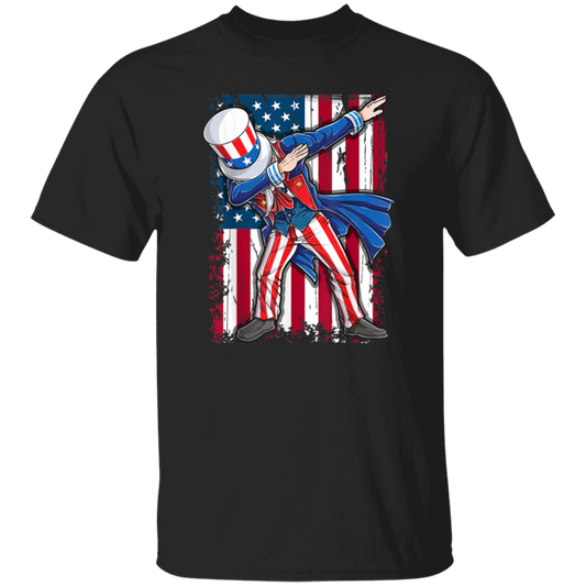 Dabbing Uncle, 4th Of July Gift, Great July 4th, American Flag, US Dabbing Unisex T-Shirt