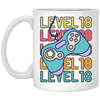 Gamer, Level 18 Up, 18th Birthday, Play Station, Game Player White Mug