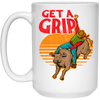 Bull Riding, Get A Grip, Funny Bull, Riding Pun, Best Bull Lover White Mug