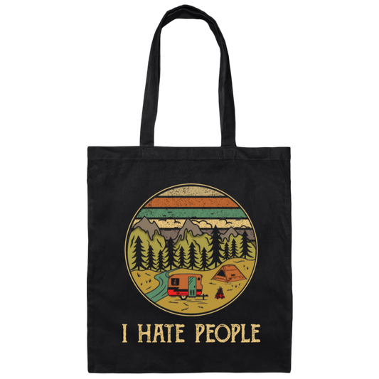 I Love Camping I Hate People Outdoors Funny Canvas Tote Bag