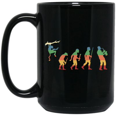 Evolution Saxophone, Music Lover, Jazz Musician, Instrument Vintage Black Mug