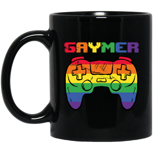 Gaymer Rainbow, Gamer Love Gift, Gaming LGBT Design, Best Gaymer Black Mug