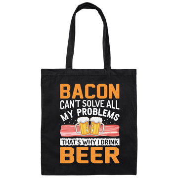 Funny Love Bacon Beer Lover My Love Canvas Tote Bag