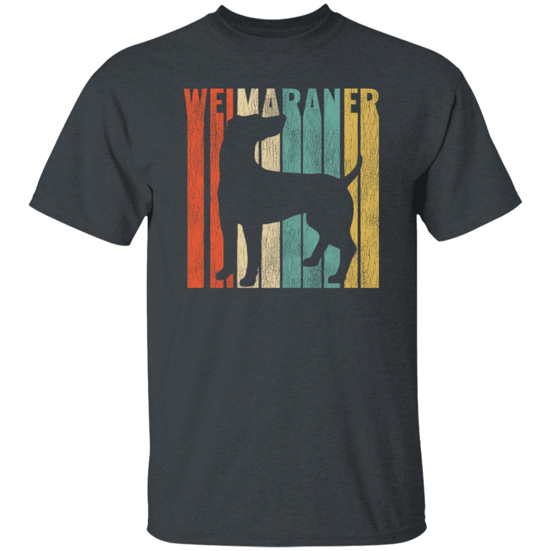 Featuring A Vintage Style, Weimaraner Retro 1970's, Dog Silhouette Cracked Unisex T-Shirt