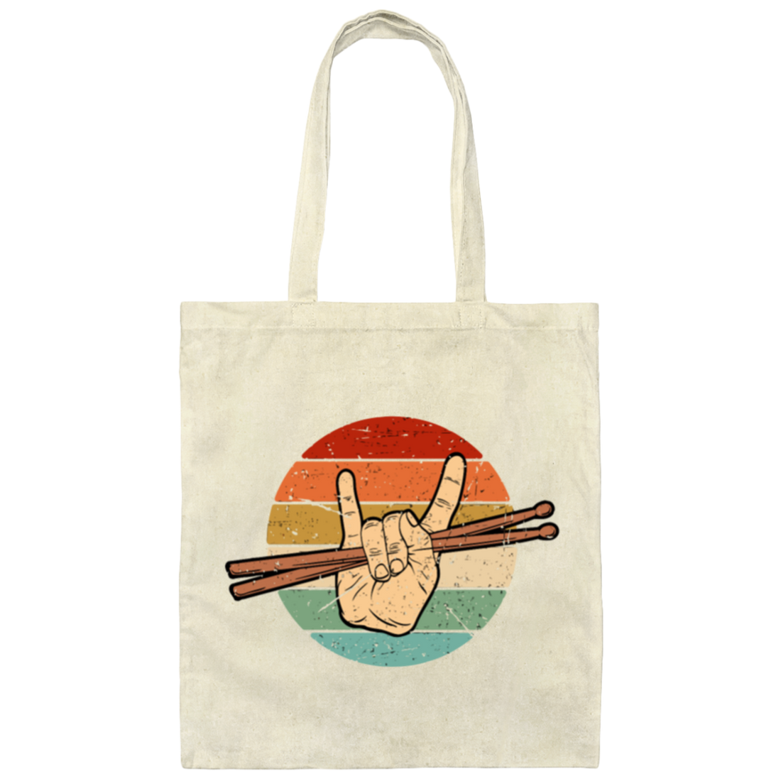 Drumming Retro Drummer Drumsticks Music Canvas Tote Bag