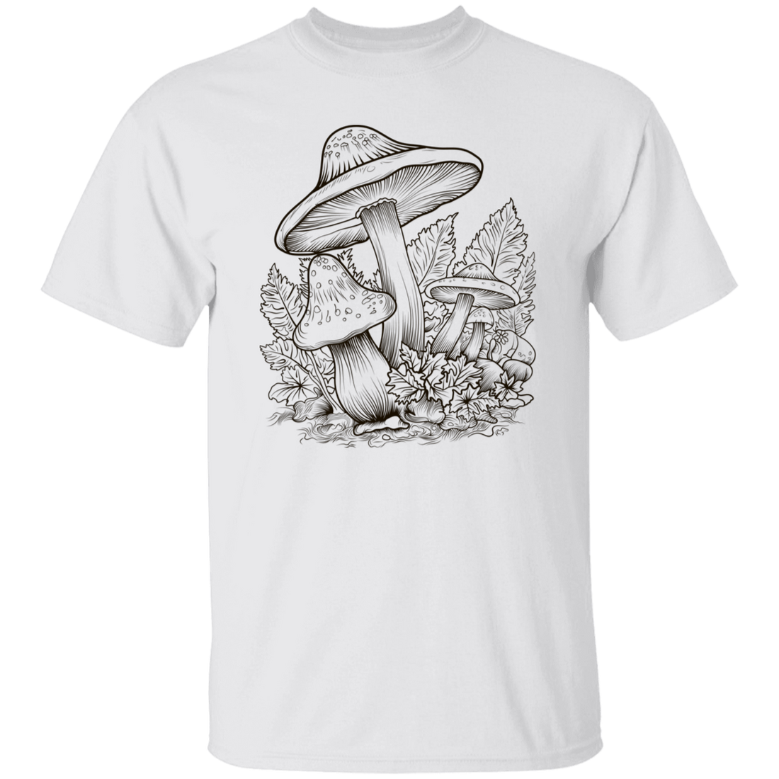 Aesthetic Mushroom, Cottagecore Design, Mushroom Lineart black Unisex T-Shirt