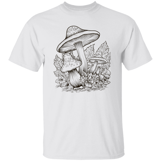 Aesthetic Mushroom, Cottagecore Design, Mushroom Lineart black Unisex T-Shirt