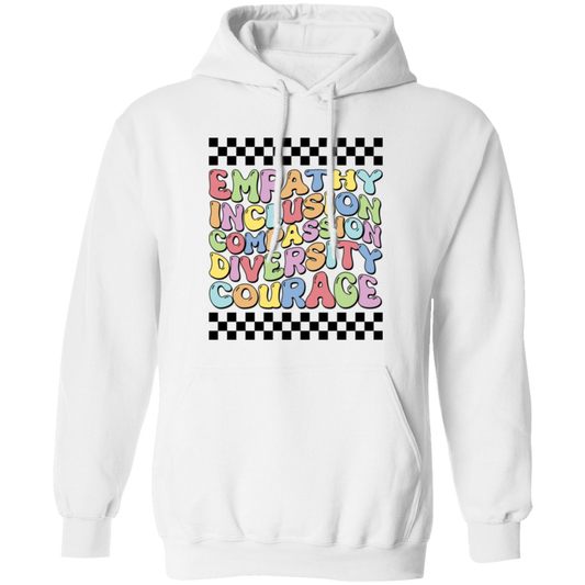 Empathy Inclusion Compassion Diversity Courage, Groovy Style Pullover Hoodie