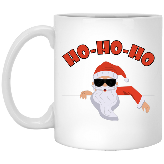 Ho Ho Ho, Funny Santa Claus, Cool Santa, Santa Jump To The House, Merry Christmas, Trendy Christmas White Mug