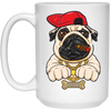 Funny Cartoon Hip Hop Pug Dog, Pug Love Gift, Cool Pug, Rich Pug White Mug