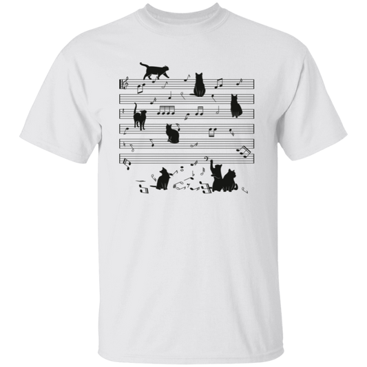 Cat Funny Music Note, Party Lover, Black Cat Love Music Unisex T-Shirt