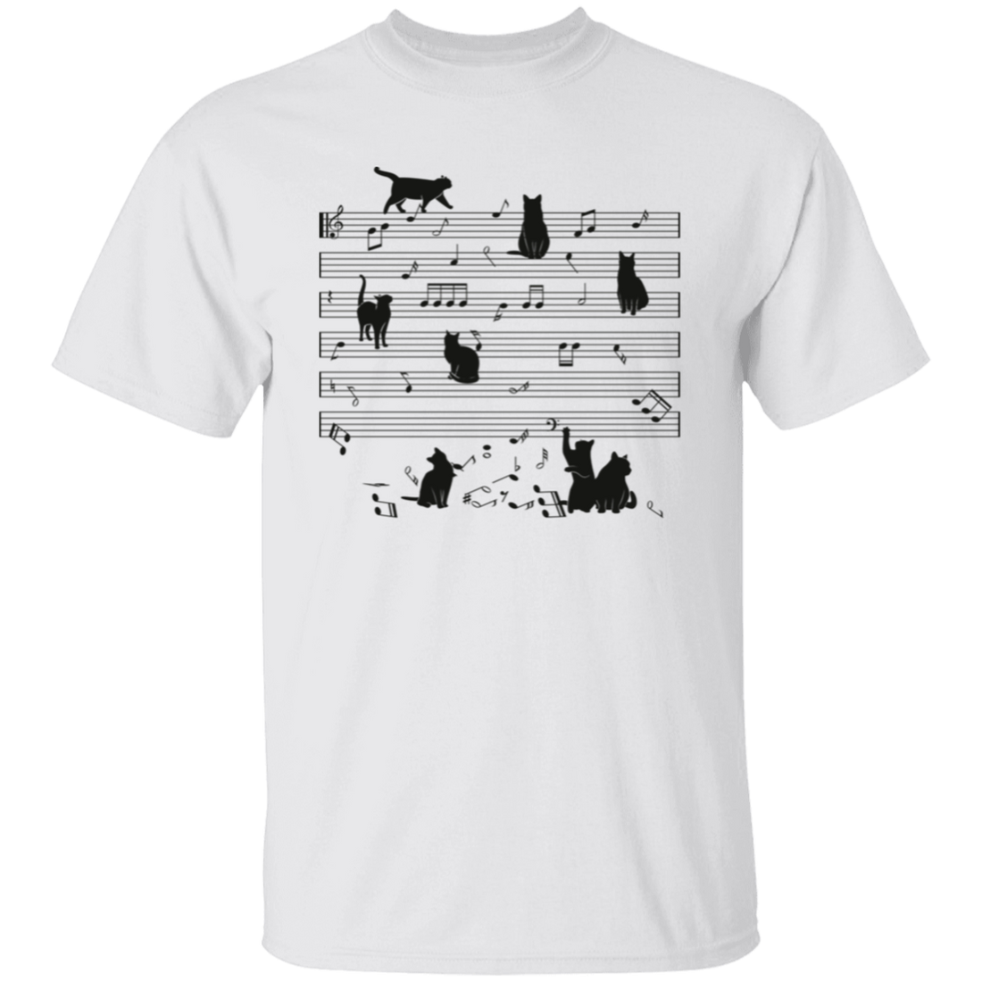 Cat Funny Music Note, Party Lover, Black Cat Love Music Unisex T-Shirt