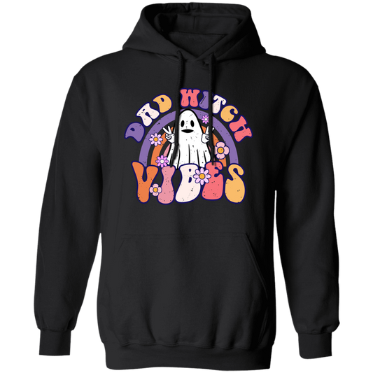 Dad Witch Vibes, Ghost Halloween, Groovy Halloween Pullover Hoodie