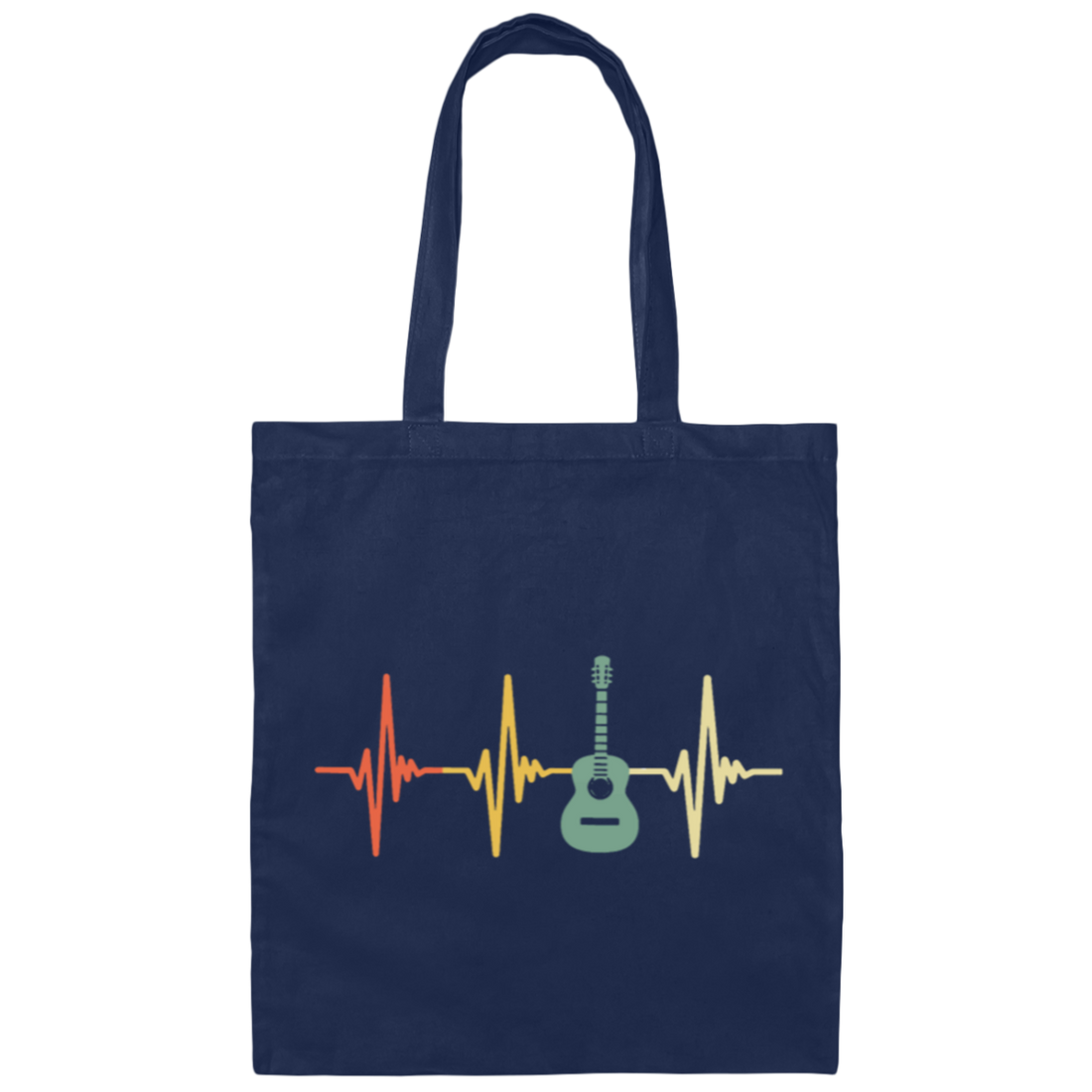 Vintage Guitar Heartbeat Gift For Guitar Musician Canvas Tote Bag