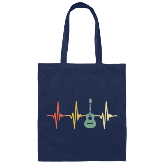 Vintage Guitar Heartbeat Gift For Guitar Musician Canvas Tote Bag