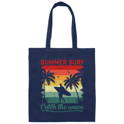 Surf Lover, Summer Surf, Catch The Wave, Retro Summer Gift, Surfing Love Gift Canvas Tote Bag