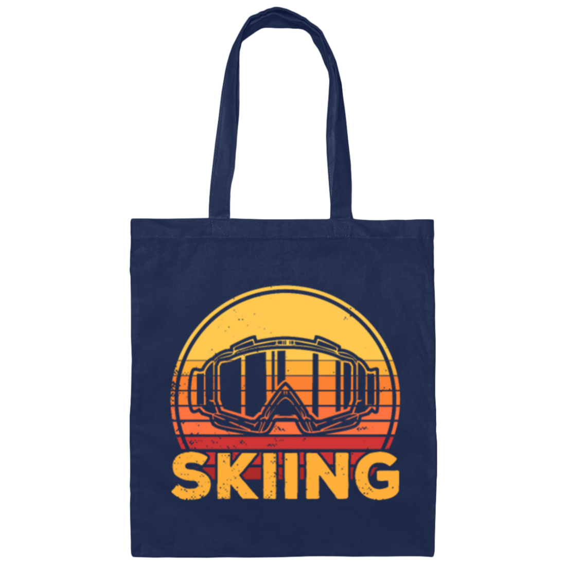 Skiing Vintage, Retro Skiers Love Skiing On The Ski Slope Canvas Tote Bag