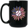 American Baseball, Sunflower Baseball, Leopard Sunflower-4 Black Mug