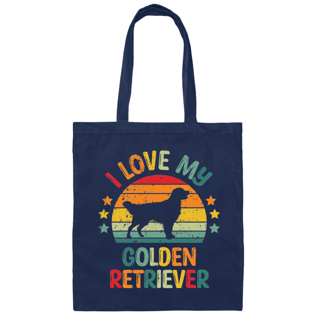 I Love My Golden Retriever, Retro Golden, Golden Silhouette Canvas Tote Bag