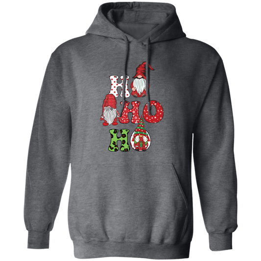 Ho Ho Ho, Xmas Gnome, Merry Christmas, Cute Gnome Pullover Hoodie