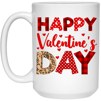 Happy Valentine's Day, Cute Valentine, Leopard Pattern, Valentine's Day, Trendy Valentine White Mug