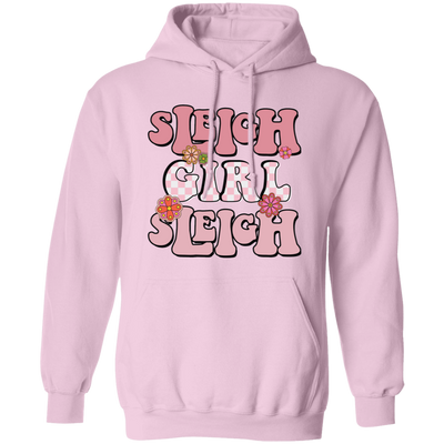 Sleigh Girl Sleigh, Pinky Sleigh, Groovy Sleigh, Pink Christmas Pullover Hoodie